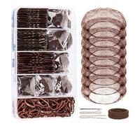 Kit di accessori per capelli da danza, include 100 forcine a U, 50 forcine, 100 elastici, 8 retine invisibili per capelli e 2 elastici per capelli, per chignon e gare di danza (caffè)