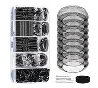 Kit di accessori per capelli da danza, include 100 forcine a U, 50 forcine, 100 elastici, 8 retine invisibili per capelli e 2 elastici per capelli per chignon e gare di danza (nero)