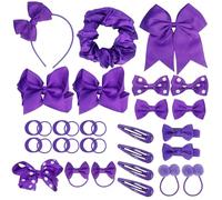 Kit di accessori per capelli da scuola per ragazze, 50 pezzi, con fiocco viola, fermagli per capelli per coda di cavallo, fermagli per capelli per ragazze, adolescenti, regalo di compleanno