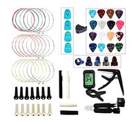 Kit di accessori per chitarra, set di strumenti con corde, perni per ponte, accordatore, capotasto, plettri, protezioni per le dita