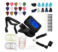Kit di accessori per chitarra, set di strumenti con corde, perni per ponte, accordatore, capotasto, plettri, protezioni per le dita