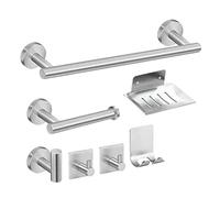 Kit di Accessori per il Bagno 7 Pezzi Porta Asciugamani Porta Fazzoletti Gancio Appendiabiti Gancio per Rasoio Set di Ganci per Portasapone con Materiale in Acciaio Inossidabile