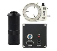 Kit di Accessori per microscopio Focus 1080P Video Microscope Industriale Video 10 0X 180x 200x c Montare Lenti Vetrini per microscopio (Color : LED with 100x)