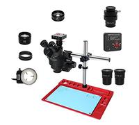 Kit di accessori per microscopio For laboratorio di riparazione di saldatura PCB industriale 7X 45X 90X Microscopio stereo trinoculare a doppia asta simul-focale 1080P VGA 38MP HDMI Camera Vetrini per