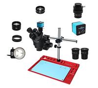 Kit di accessori per microscopio For laboratorio di riparazione di saldatura PCB industriale 7X 45X 90X Microscopio stereo trinoculare a doppia asta simul-focale 1080P VGA 38MP HDMI Camera Vetrini per