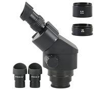 Kit di accessori per microscopio Ingrandimento del microscopio binoculare Zoom continuo 7x-45x. Testa del microscopio stereo Vetrini per microscopio (Color : With 0.5x 2.0x A)