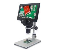 Kit di accessori per microscopio Microscopio industriale digitale da 7 pollici 0-2000x fotocamera digitale Vetrini per microscopio (Color : G1200 with battery)