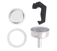 Kit di accessori per moka, manico di ricambio, guarnizione in gomma, imbuto e filtro, compatibile con caffettiere da 3, 6, 9, 12 tazze (1 tazza)
