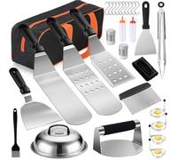 Kit di accessori per piastra per Blackstone, 30 pezzi, strumenti professionali per griglia con parte superiore piatta, set di utensili da cucina per barbecue con spatola, pressa per hamburger