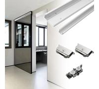 Kit di accessori per porta scorrevole, sistema a binario invisibile con meccanismo di chiusura ammortizzata, guida moderna per porta tascabile, 140 cm, ideale per porte a specchio