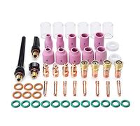 Kit di accessori per saldatura TIG da 55 pezzi con lente a gas Stubby tazza in vetro resistente al calore ugello allumina pinze guarnizione WP-17 18 26 - Parti ricambio pratiche facili assemblare e so