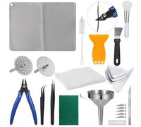 Kit di accessori per stampante 3D, 40 pezzi, con imbuto, forbici e tappetino in silicone, Metallo e plastica, Nessuna pietra preziosa
