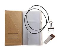 Kit di accessori per taccuino da viaggio, con portadocumenti in kraft, tasca con cerniera, portapenne, clip per carta e 2 elastici