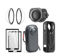 Kit di accessori protettivi per action camera Insta360 X5 con custodia rigida per il trasporto custodia protettiva in silicone copriobiettivo, protezione per obiettivo, protezioni per lo schermo in