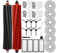 Kit di Accessori Ricambi per Roborock Q Revo master/Q Revo Slim,1 Paio di Spazzole Principali, 4 Filtri, 4 Sacchetti di Polvere, 6 Panni, 6 Spazzole Laterali, 1 Spazzola Piccola