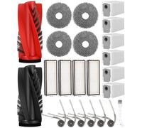 Kit di Accessori Ricambi per Roborock Qrevo Curv/Qrevo Curv S5X/Qrevo Edge,1 Paio di Spazzole Principali, 6 Spazzole Laterali, 4 Panni, 4 Filtri, 6 Sacchetti per la Polvere