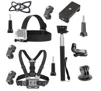 Kit di accessori universali 4 in 1 per action camera da testa, pettorale, bastone per selfie, supporto per telefono, compatibile con GoPro Hero 12, 11, 10, 9, 8, Insta360 One, fotocamera/telefoni