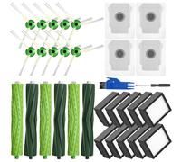 Kit di Acessori per iRobot Roomba i7 i7+ j7 j7+i3 i3+ i4 i4+ i6 i6+E5 E6 Serie e/i/j, Ricambi per Roomba,3 set di Spazzola in Gomma, 10 HEPA Filtri, 10 Spazzole Laterali, 4 Sacchetto per polvere