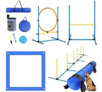 Kit di addestramento per l'agilità del cane con salto pneumatici, ostacolo, tunnel, pali per tessere e scatola di pausa, perfetto per il percorso ad ostacoli per animali domestici al chiuso e