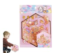 Kit di adesivi per la casa in miniatura, scena adesiva in miniatura | Decalcomanie di piccola casa con effetto | Adesivi per piccole case di animali domestici, scene per adulti, crea