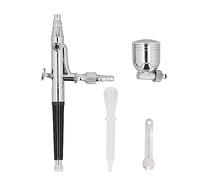 Kit di aerografo in acciaio inox da 30 MPa con valvola di controllo della pressione, doppia bocchetta da 0,2 mm e 0,3 mm per pittura di precisione, include chiave per bottiglia di
