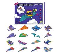 Kit di aeroplani di carta - 16 modelli creativi, fogli pieghevoli, 16 fogli di modelli, kit di carta pre-piegata | Crta per lavoretti | per viaggi, casa, vacanze, scuola, famiglia, apprendimento