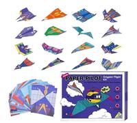 Kit di aeroplani di carta - 16 modelli creativi, fogli pieghevoli, 16 fogli di modelli, kit di carta pre-piegata | Crta per lavoretti | per viaggi, casa, vacanze, scuola, famiglia, apprendimento
