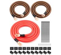 Kit di aggiornamento a 3 fili audio per auto 1/0 CCA, cavo di alimentazione e messa a terra per autoradio con terminali ad anello in rame pre-crimpati, termorestringente per alternatore/telaio