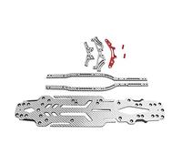 Kit di aggiornamento in fibra di carbonio e alluminio per MST FXX 2.0S, kit telaio sospensione telaio auto RC, piastra telaio in fibra di carbonio CNC con design a fondo cavo, (Argento SSG)