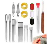 Kit di aghi da cucito in acciaio con cruna 34 pezzi Forniture tradizionali per cucire a mano per adulti e anziani Set di aghi da ricamo per rammendo a cruna con filo