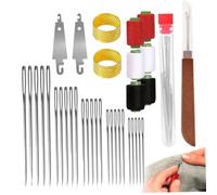 Kit di aghi in acciaio con cruna da 37 pezzi per cucire a mano Strumenti di cucito tradizionali per adulti Anziani con design facile da infilare