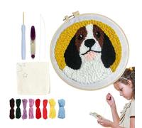 Kit di aghi per adulti, kit da ricamo con ago per punzone - Kit ago modello cucciolo per principianti,progetti artistici, forniture per la creazione, arti creative e artesa