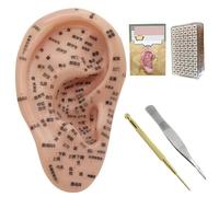 Kit di agopuntura dei semi dell'orecchio, kit di semina auricolare morbido di cui 7,5 pollici..Modello auricolare, patch per le orecchie, pinzetta, penna della sonda, libretto dell'orecchio, immagine