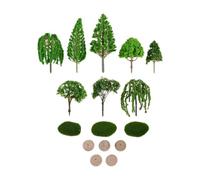 Kit di alberi modello verde misto in plastica da 8 pezzi con base per la costruzione ferrovie, layout scena in miniatura, decorazione del paesaggio