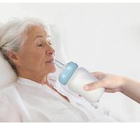Kit di alimentazione da spremere con cucchiaio di cannuccia, tazza di controllo del flusso da 180 ml, per liquidi spessi, flusso regolabile, bottiglia in silicone per anziani, disabili, adulti a casa