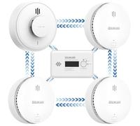 Kit di allarmi senza fili interconnessi per fumo, calore e monossido di carbonio, precollegati, a scorrimento remoto (3 Fumo + 1 CO + 1 Calore)