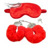 Kit di allenamento per la camera da letto con copertura per gli occhi, comodo set di gioco di ruolo peloso per giochi di coppia al chiuso -HC01 (Rosso)