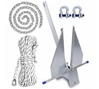 Kit di ancoraggio galvanizzato Danforth per barche da 8-16 piedi, include catene di catene di corda, set di fortuna resistente alla corrosione per la pesca Pontoon Deck Stable Holding in mud Sand Grav