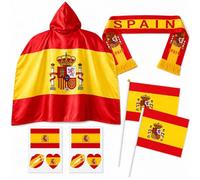 Kit di animazione mondiale 2026 con mantello bandiera della Spagna e sciarpa della Spagna mondiale 2026, adesivi per il viso e bandierine per festeggiare feste e stadi da appassionati