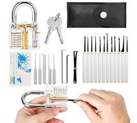 Kit di Apertura Della Serratura Universale Fabbro Lockpicking Con Lucchetto Da Allenamento Trasparente E Grimaldelli Carta Di Credito Pratica Aprire le Serrature Set per Principianti