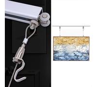 Kit di Appendere per Quadri Gancio per Esposizione di Opere D'arte con Carrucola, System di Sospensione per Quadri Montato Dall'alto, Binario per Cornice Fotografica(2m/6.6' Cable,77"/195cm Track)