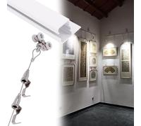 Kit di Appendere per Quadri Opera Incorniciata con Gancio Espositivo con 2 Catene e 4 Ganci, Sistema di Sospensione per Quadri, Kit Binario per Cornici Fotografiche(3.0m/9.8' Wire,77"/195cm Track)