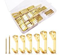 Kit di Appendere Quadri Pesanti da 120 Pezzi, 20lb/30lb/50lb Ganci Appendi Quadri Durevole, Universale Oro Ganci per Foto Robusti con Chiodi per Ufficio Home Immagini