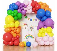 Kit di arco di palloncini arcobaleno di 151 pezzi Palloncini colorati di diverse dimensioni di 18, 10 e 5 pollici Palloncini in lattice opaco di colore assortito per feste di compleanno baby shower