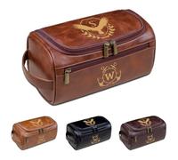 Kit di articoli da toeletta da uomo in pelle personalizzati, personalizzabile con nome, regalo per testimoni dello sposo, marito, papà, fidanzato, matrimonio, anniversario, Natale, festa del papà