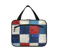 Kit di articoli da toeletta da viaggio con gancio, motivo a quadretti, colore rosso, bianco e blu, borsa organizer per trucco per papà Gym bolsos para Hombre L