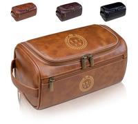Kit di articoli da toeletta in pelle, borsa da viaggio da uomo, organizer compatto per rasatura o toelettatura, ottimo regalo per testimoni dello sposo, compleanno o Natale