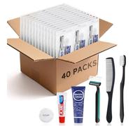 Kit di articoli da toeletta usa e getta, 6 in 1, formato da viaggio, essenziali per uomini e donne, confezionati singolarmente, set di articoli da toeletta personali per hotel, beneficenza, ospiti