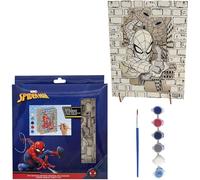 Kit di artigianato in legno con scena di Spider-Man da dipingere con pennello e colori inclusi - Set di immagini da dipingere di Spider-Man per bambini creativi, design 3D di supereroi Marvel