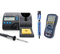 Kit di assistenza elettronica: ERSA RDS 80 (80 W, 3 preset, standby/auto-off) + multimetro digitale True RMS CAT III 600 V/CAT II 1000 V + pompa dissaldante ESD in metallo - per riparazione e officina